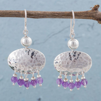 Purple Empire Sterling Silver and Amethyst Chandelier Earrings from Peru