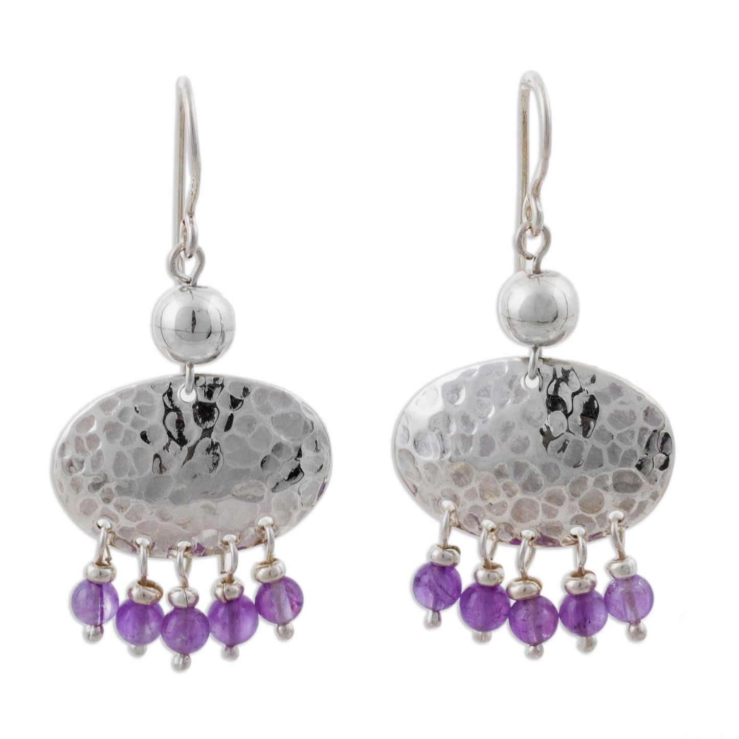 Purple Empire Sterling Silver and Amethyst Chandelier Earrings from Peru