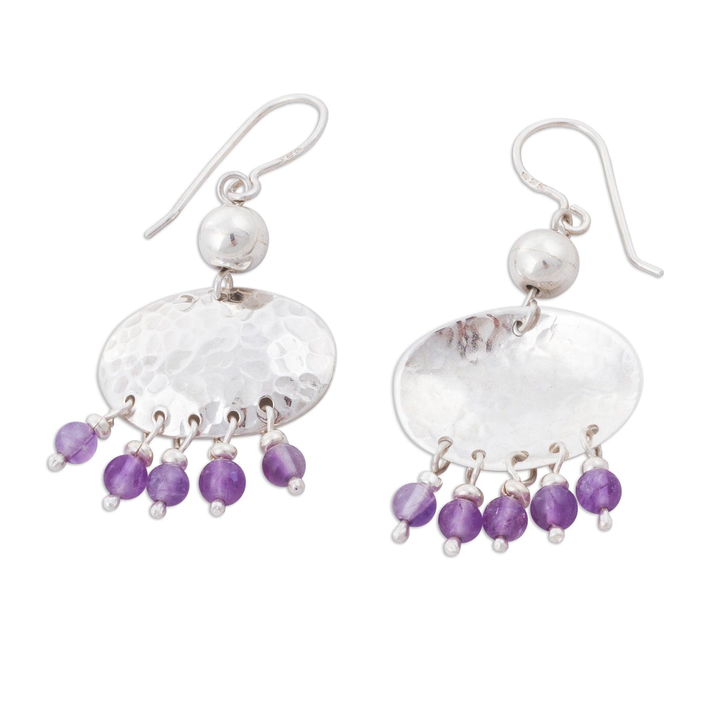 Purple Empire Sterling Silver and Amethyst Chandelier Earrings from Peru