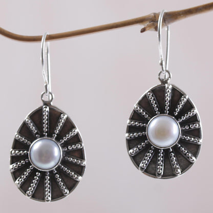 Moonlight Web Cultured Pearl Dot Motif Dangle Earrings from Indonesia