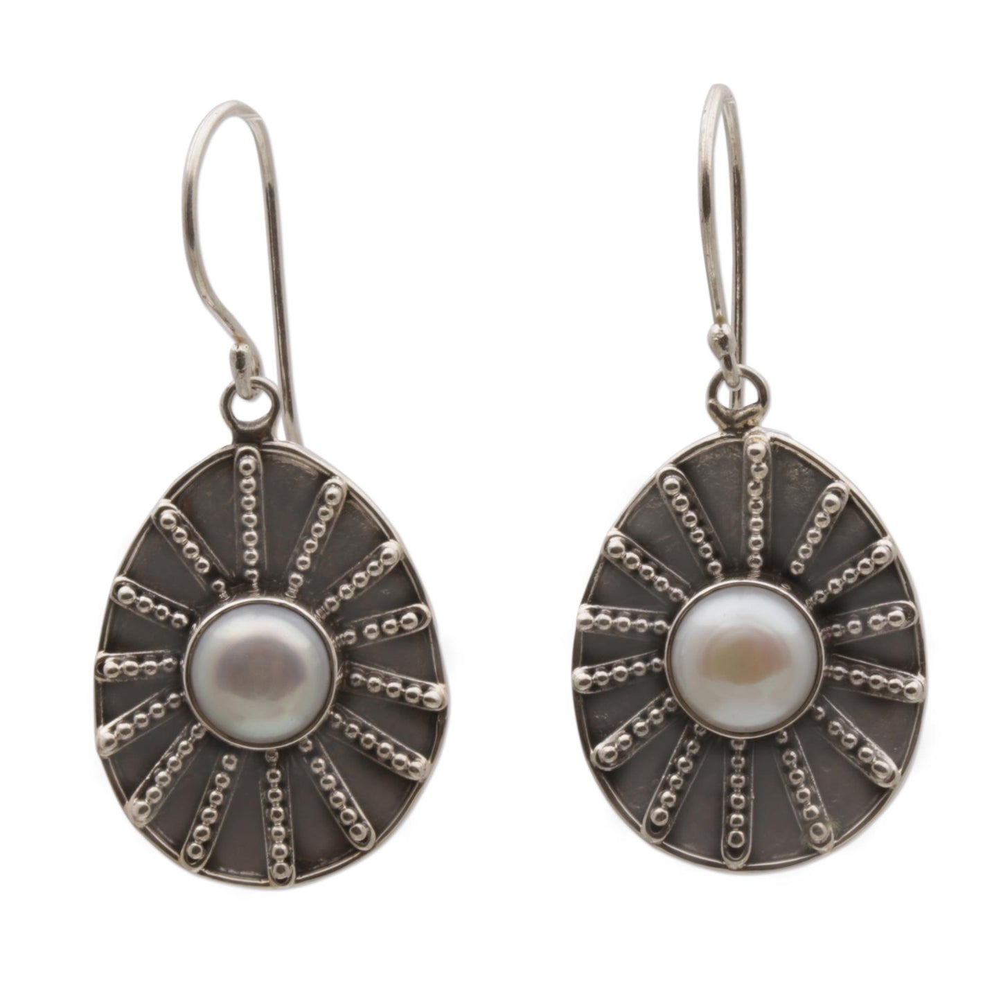 Moonlight Web Cultured Pearl Dot Motif Dangle Earrings from Indonesia