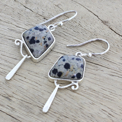 Dalmatian Beauty India Dalmatian Jasper and Sterling Silver Dangle Earrings