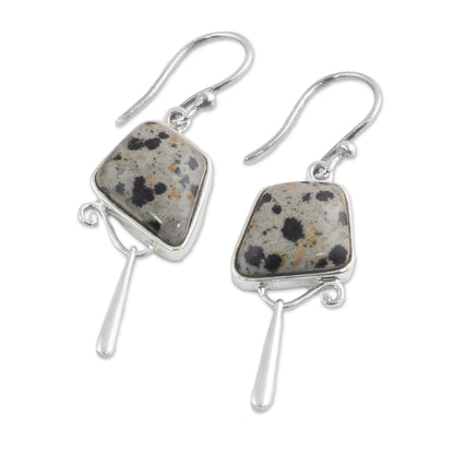 Dalmatian Beauty India Dalmatian Jasper and Sterling Silver Dangle Earrings