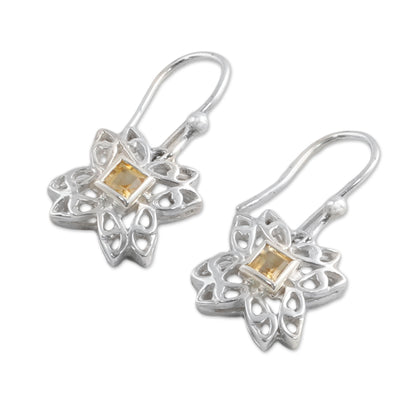 Jali Charm Citrine and Sterling Silver Dangle Earrings from India