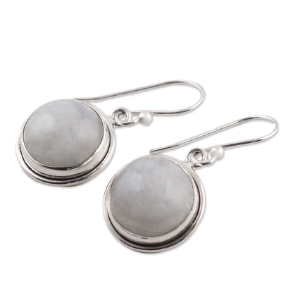 Alluring Mist Rainbow Moonstone Dangle Earrings by Indian Artisans