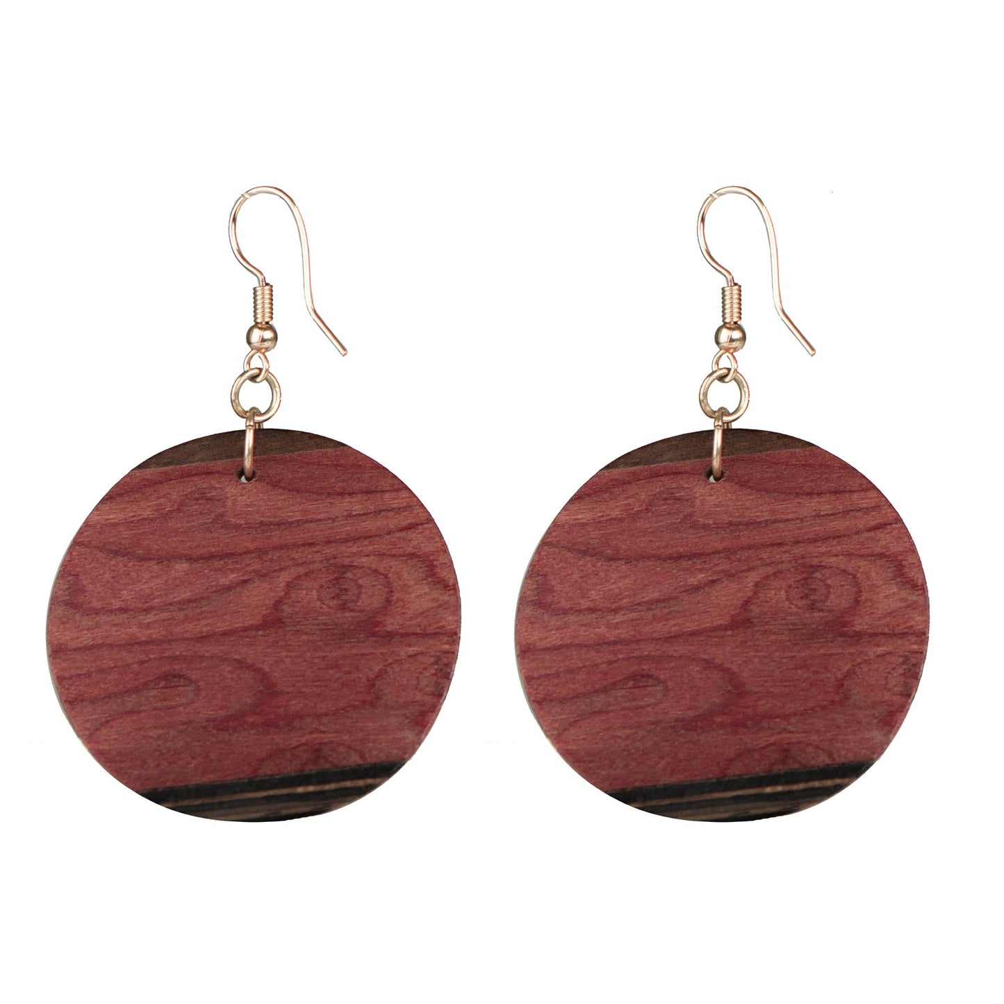 Circle of Nature Mahogany and Imbuia Wood Round Dangle Earrings from Brazil