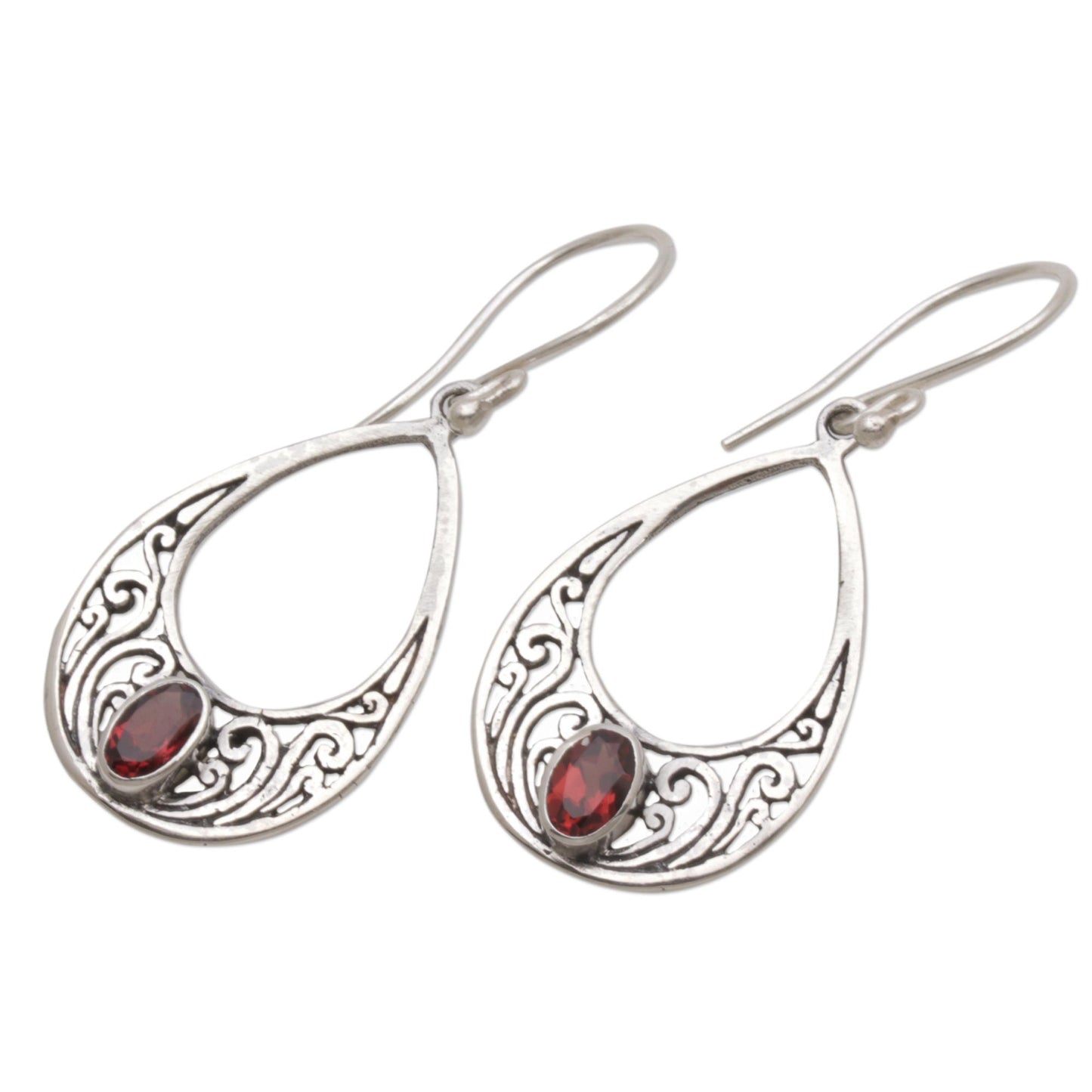 Elegant Tears Garnet & Silver Teardrop Earrings