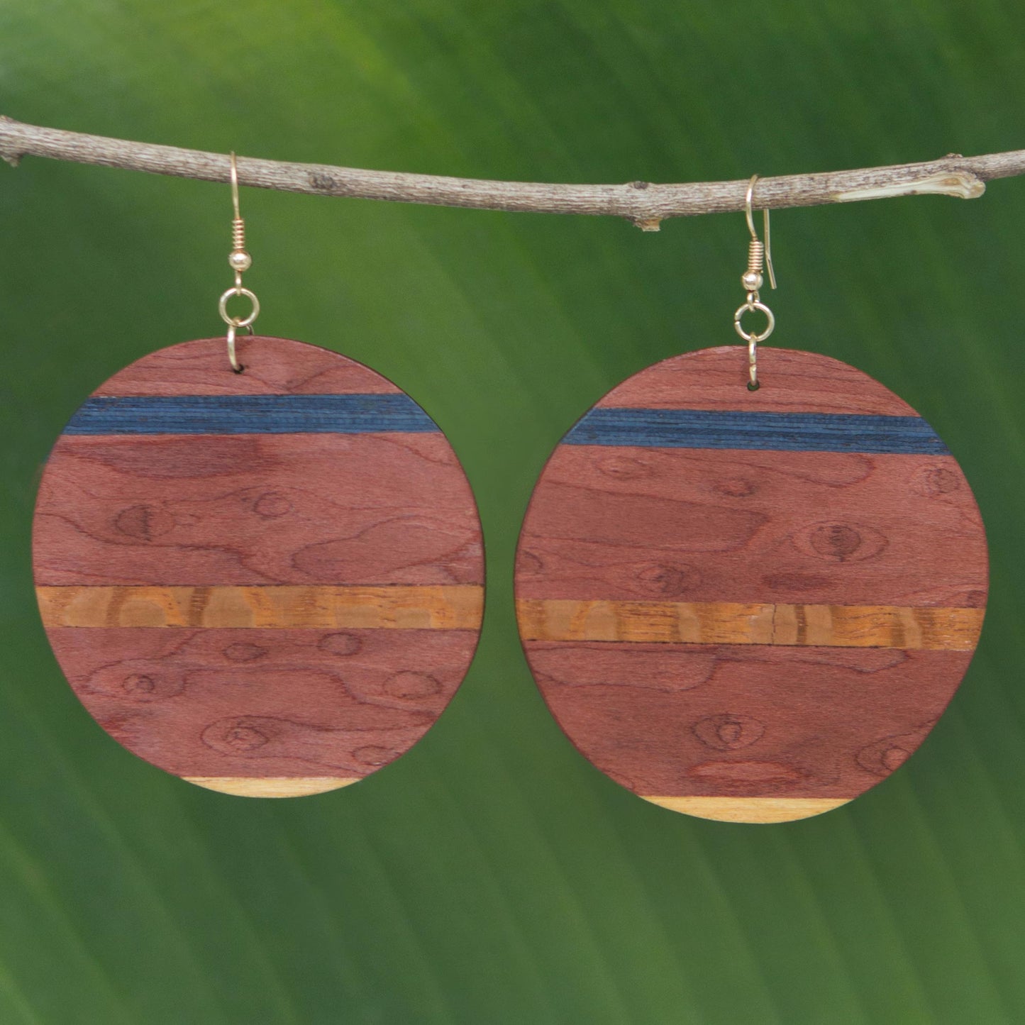 Rugged Beauty Handmade Striped Wood Dangle Earrings from Brazil