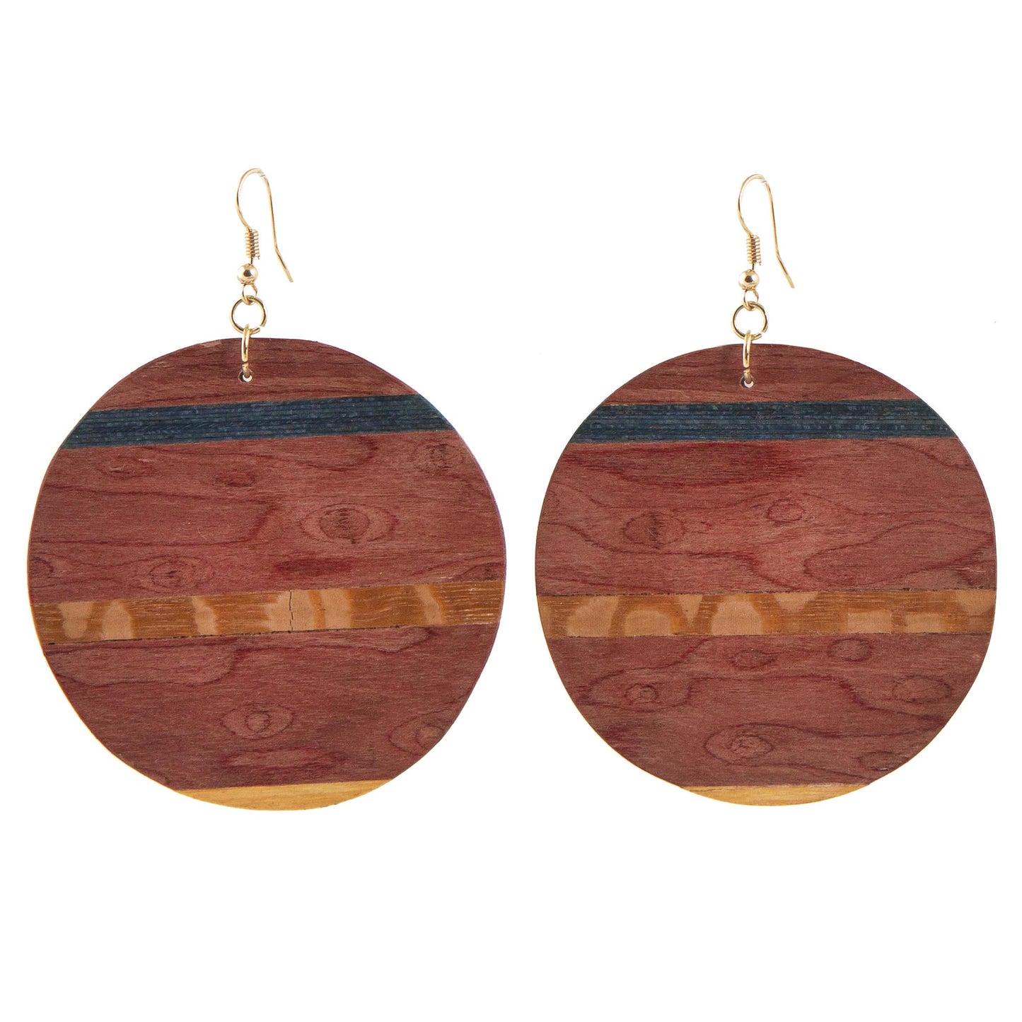 Rugged Beauty Handmade Striped Wood Dangle Earrings from Brazil