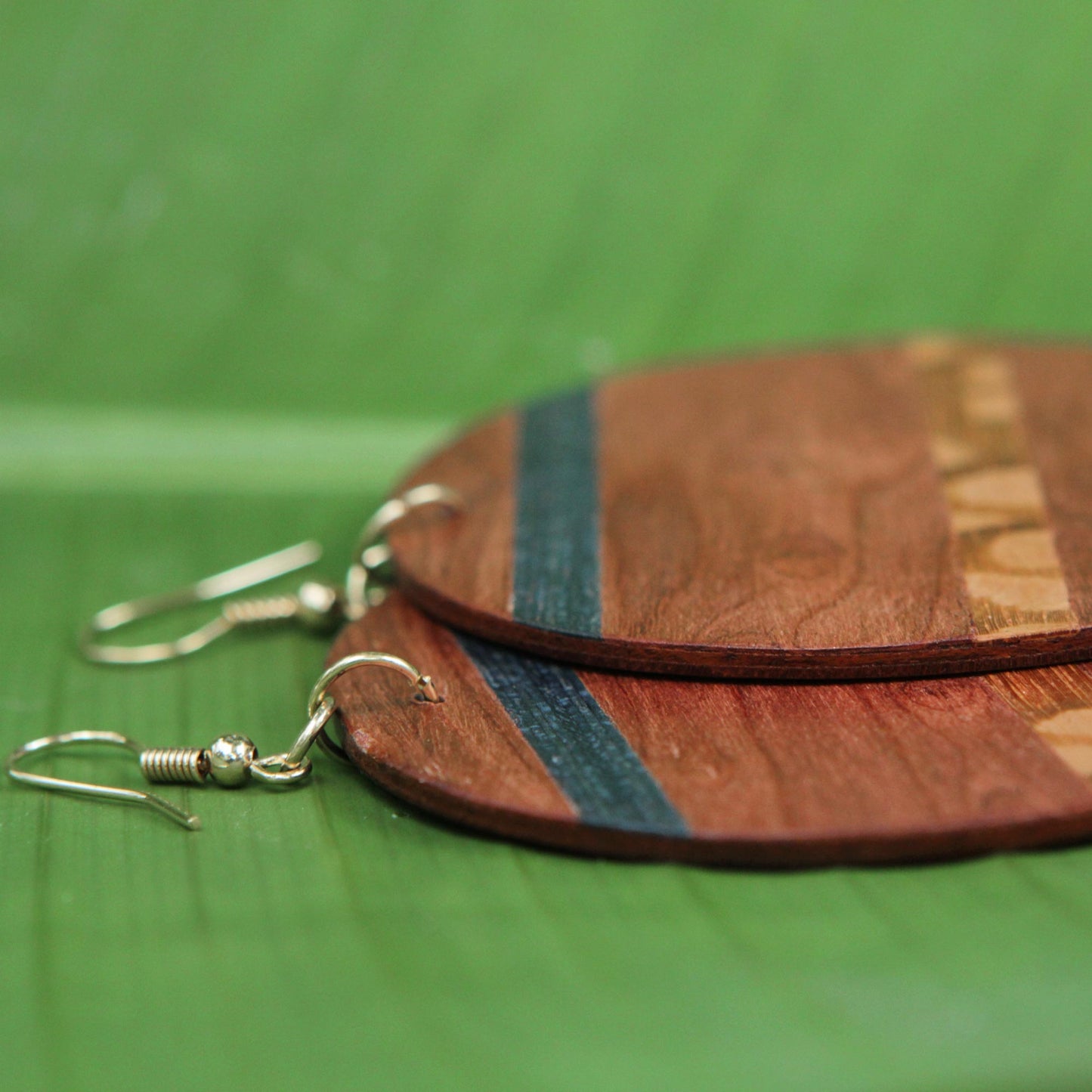 Rugged Beauty Handmade Striped Wood Dangle Earrings from Brazil