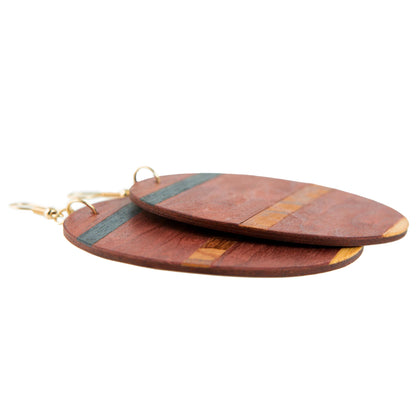 Rugged Beauty Handmade Striped Wood Dangle Earrings from Brazil