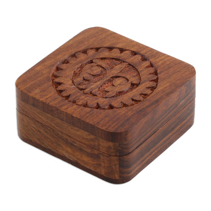 Magnificent Sun Carved Mango Decorative Wood Box