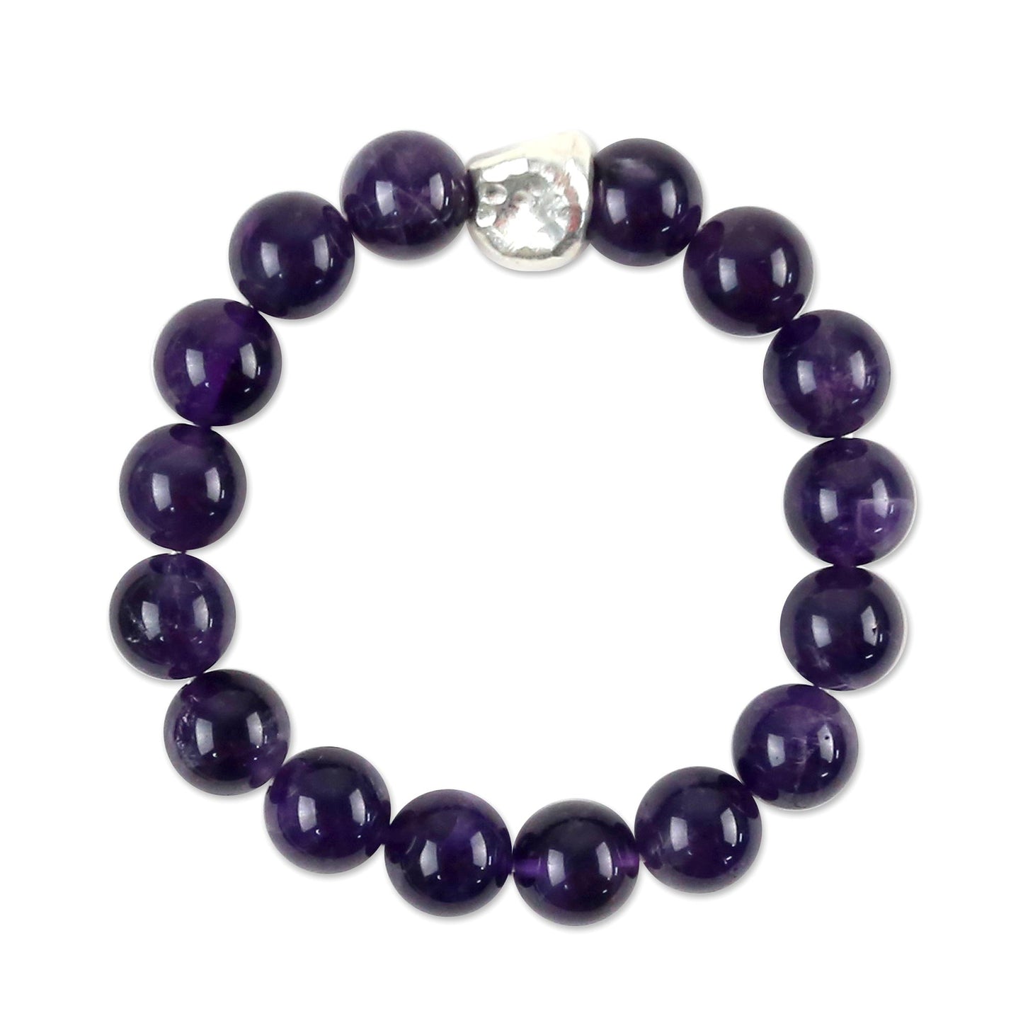 Nonconformist Beaded Amethyst and Karen Silver Bracelet from Thailand