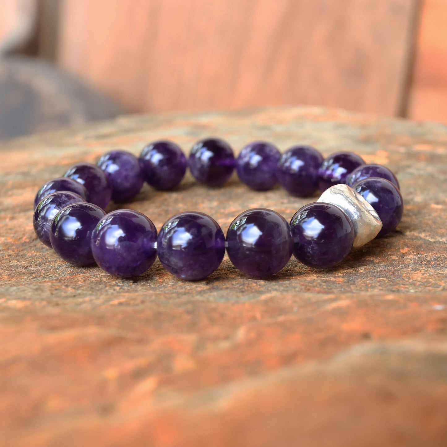 Nonconformist Beaded Amethyst and Karen Silver Bracelet from Thailand