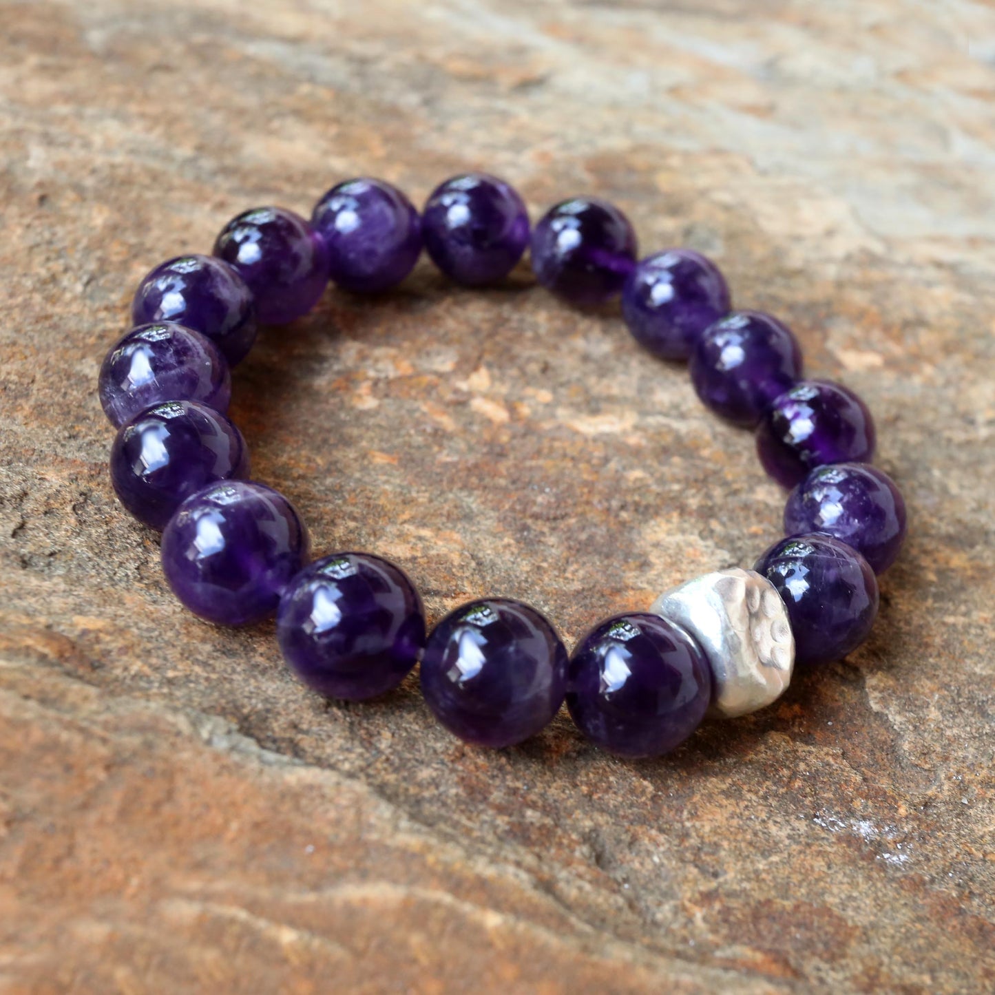 Nonconformist Beaded Amethyst and Karen Silver Bracelet from Thailand