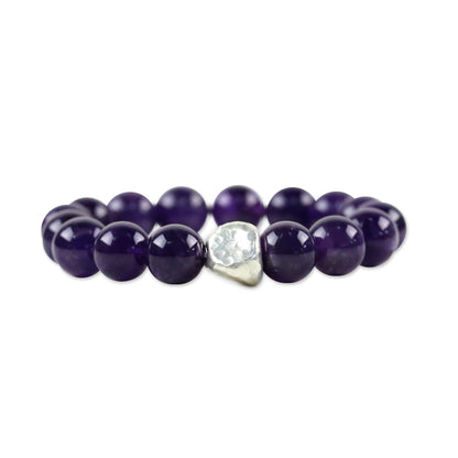 Nonconformist Beaded Amethyst and Karen Silver Bracelet from Thailand