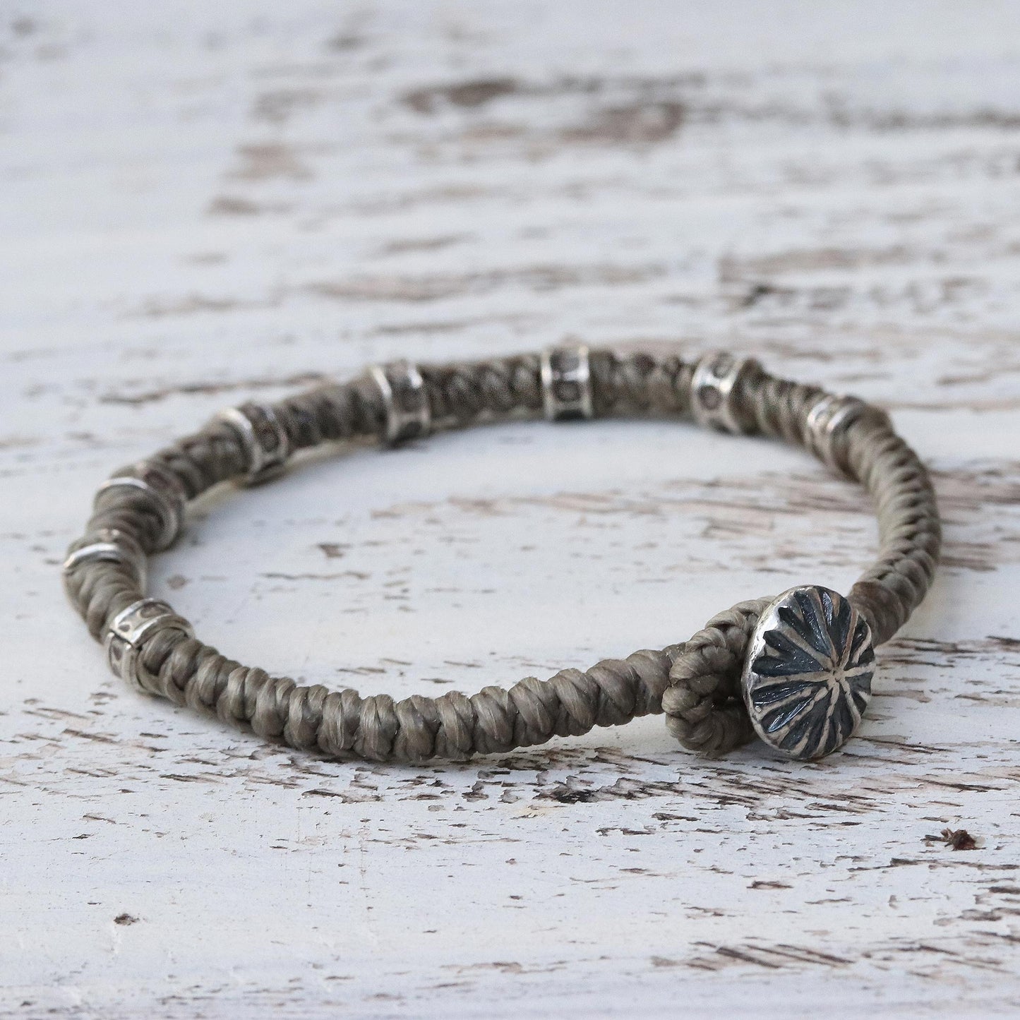 Good Living Braided Wristband Bracelet with Karen Silver from Thailand