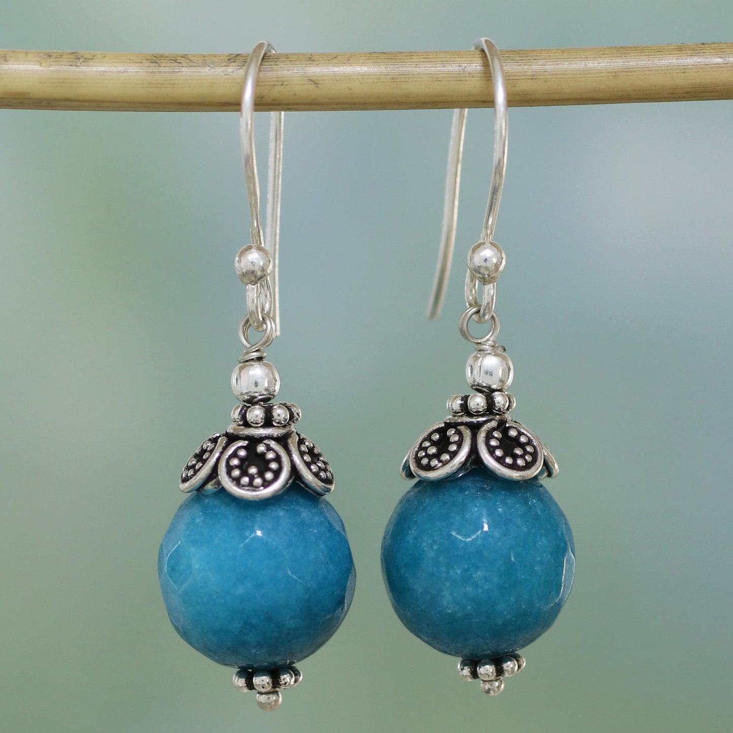 Sweet Blue Exuberance Blue Aventurine and Sterling Silver Dangle Earrings