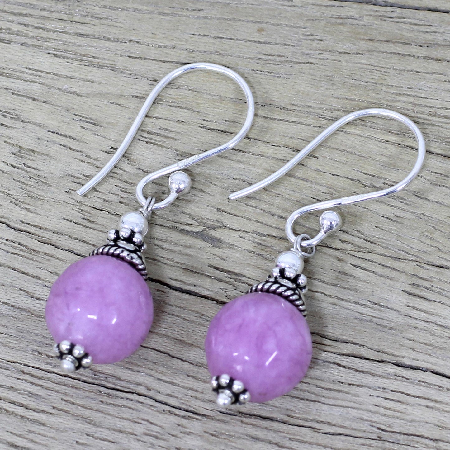 Delightful Pink Aventurine & Silver Earrings