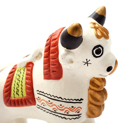 Little Bulls of Pucara Ornate Brown and White Andean Bull Figurines (Pair)