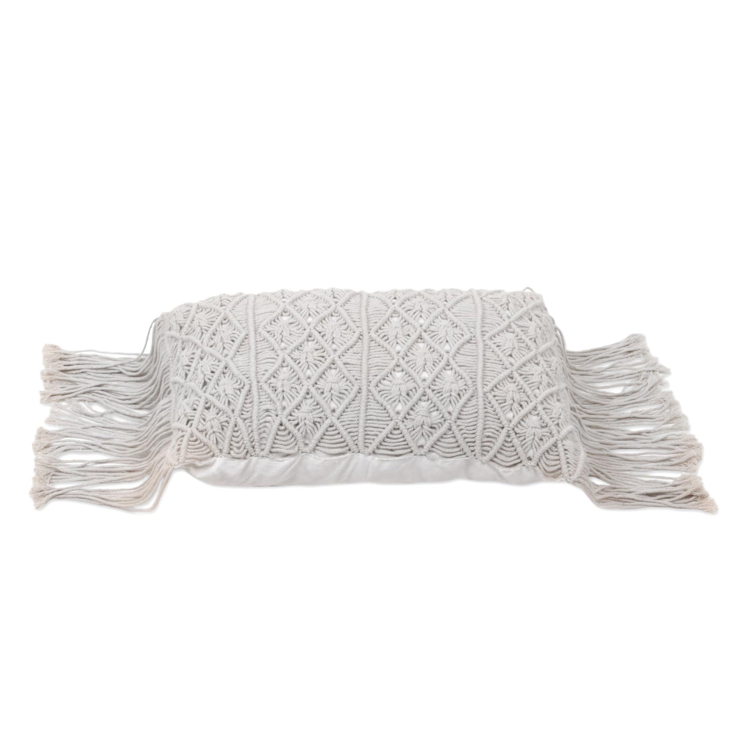 Beige Cotton Throw Pillow Cover 'Small Bali Weave'