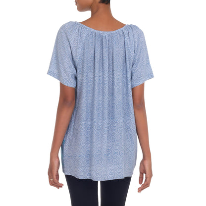 Ocean Dreams Blue Rayon Blouse