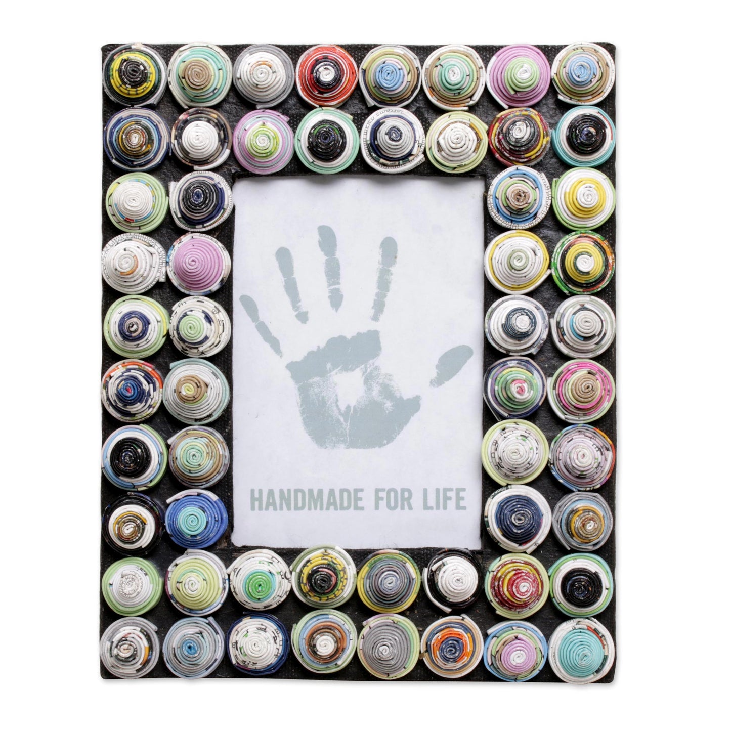 Colorful Shrines 4x6 Recycled Paper Photo Frame with Circle Motifs from Bali