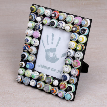 Colorful Shrines 4x6 Recycled Paper Photo Frame with Circle Motifs from Bali