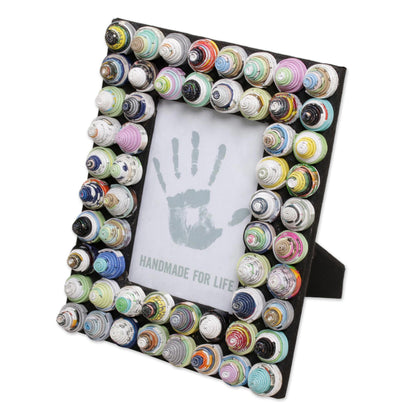 Colorful Shrines 4x6 Recycled Paper Photo Frame with Circle Motifs from Bali