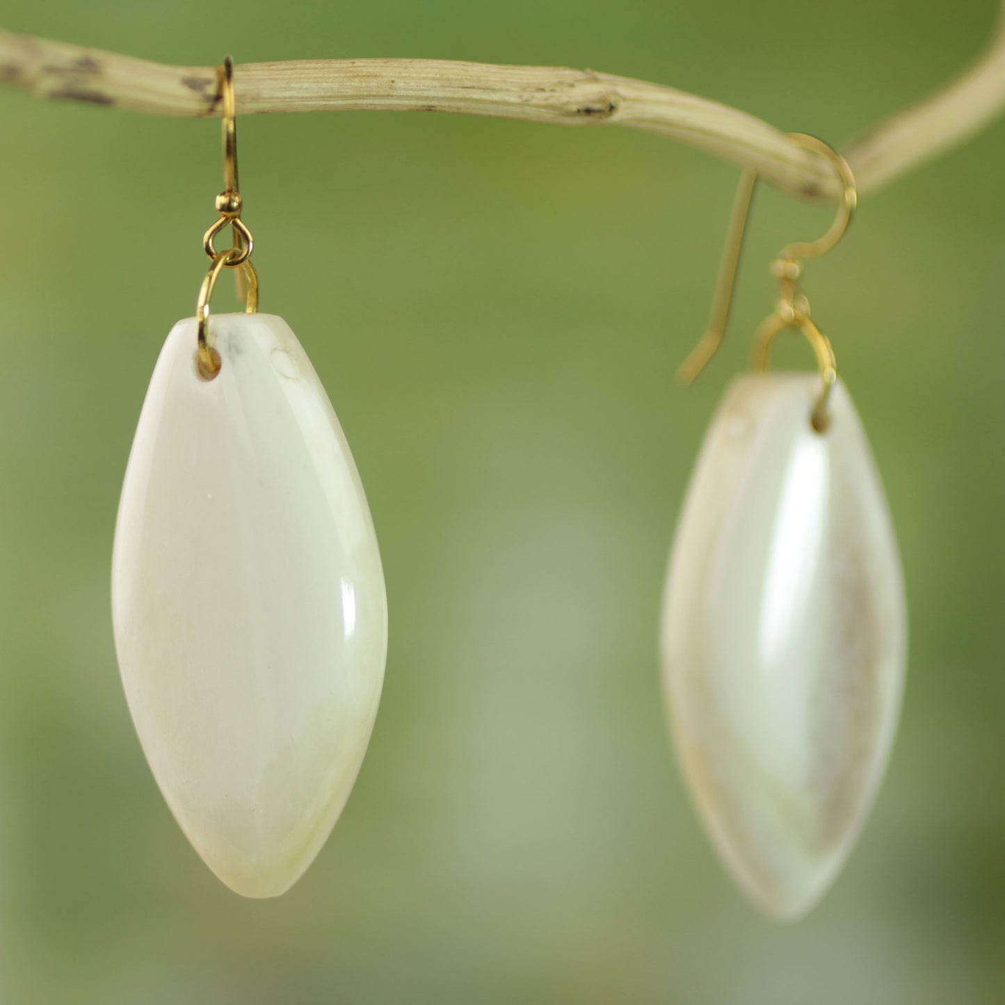 Natural Path Hand Crafted Cow Bone Dangle Earrings from West Africa