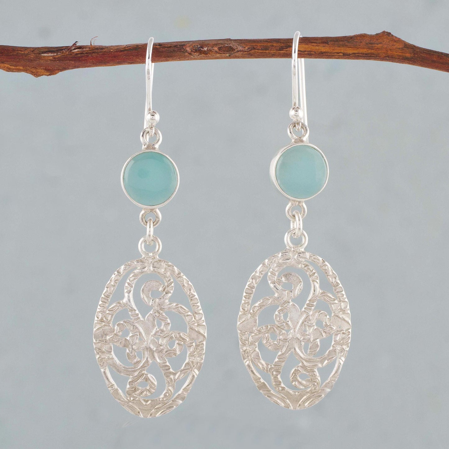 Capture Nature Opal and Sterling Silver Dangle Earrings from Thailand