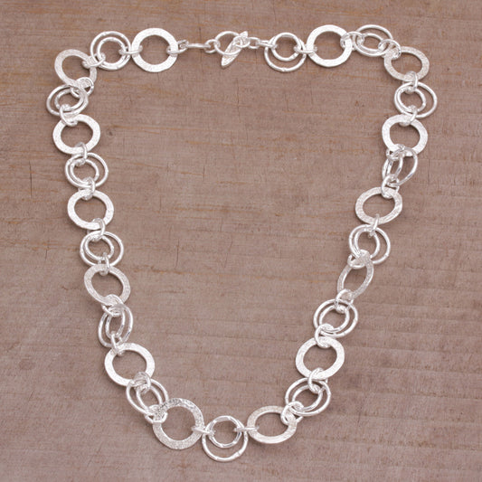 Stellar Rings 925 Sterling Silver Modern Chain Necklace from Bali