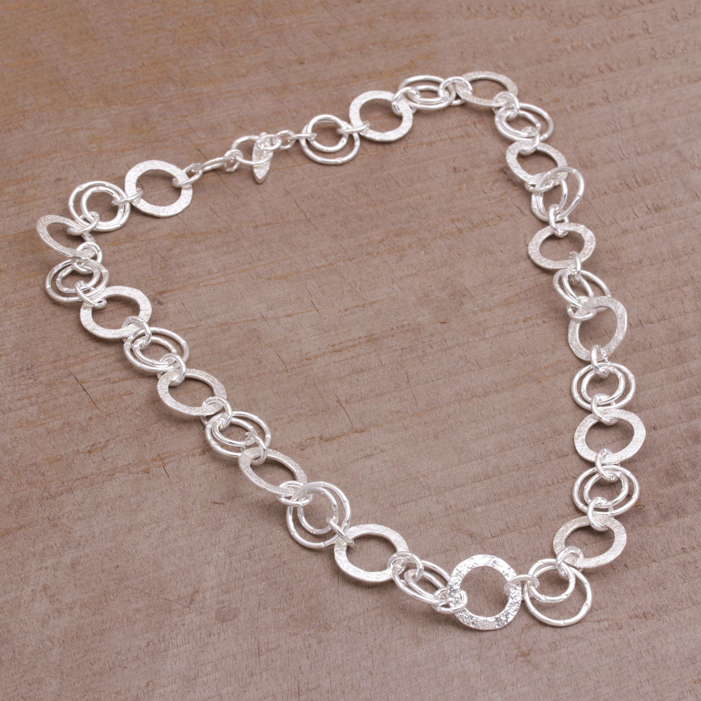 Stellar Rings 925 Sterling Silver Modern Chain Necklace from Bali