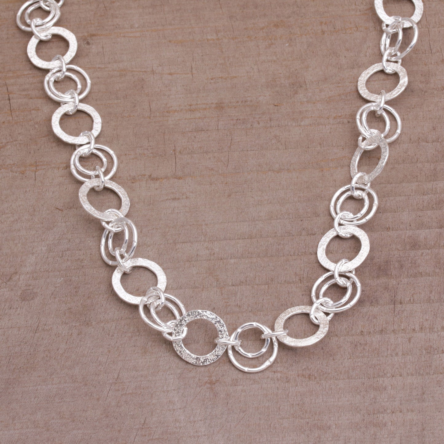 Stellar Rings 925 Sterling Silver Modern Chain Necklace from Bali