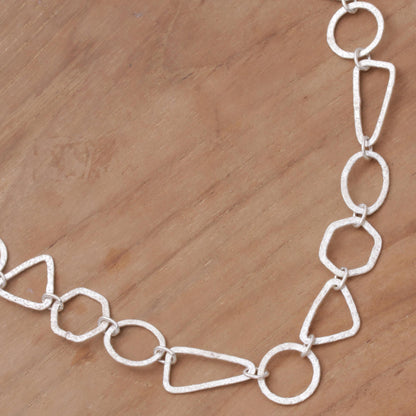 Modern Simplicity Silver Link Necklace