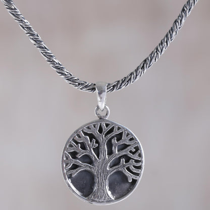 Tree of Hope Sterling Silver Tree Pendant Necklace from Indonesia