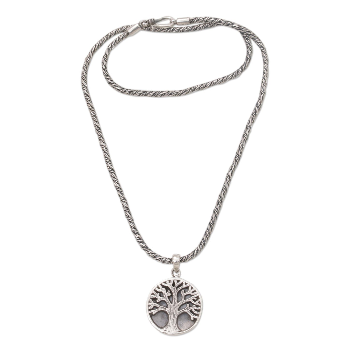 Tree of Hope Sterling Silver Tree Pendant Necklace from Indonesia