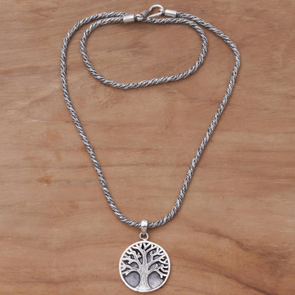 Tree of Hope Sterling Silver Tree Pendant Necklace from Indonesia