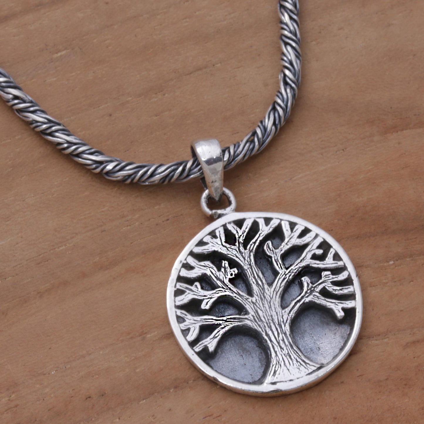 Tree of Hope Sterling Silver Tree Pendant Necklace from Indonesia