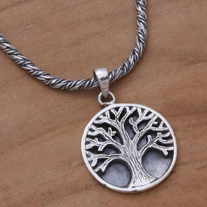 Tree of Hope Sterling Silver Tree Pendant Necklace from Indonesia