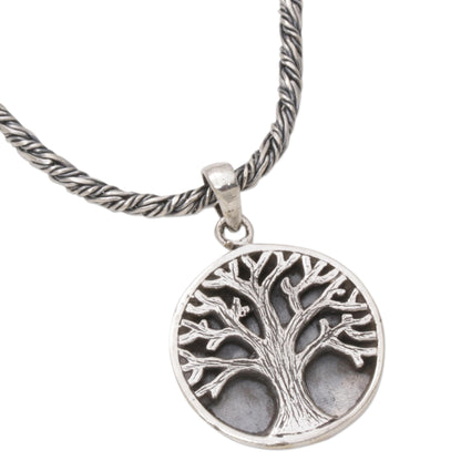 Tree of Hope Sterling Silver Tree Pendant Necklace from Indonesia