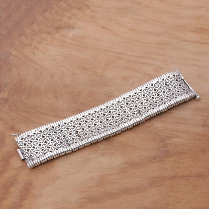 Independent Soul Sterling Silver Cross Engraved Wristband Bracelet from Bali