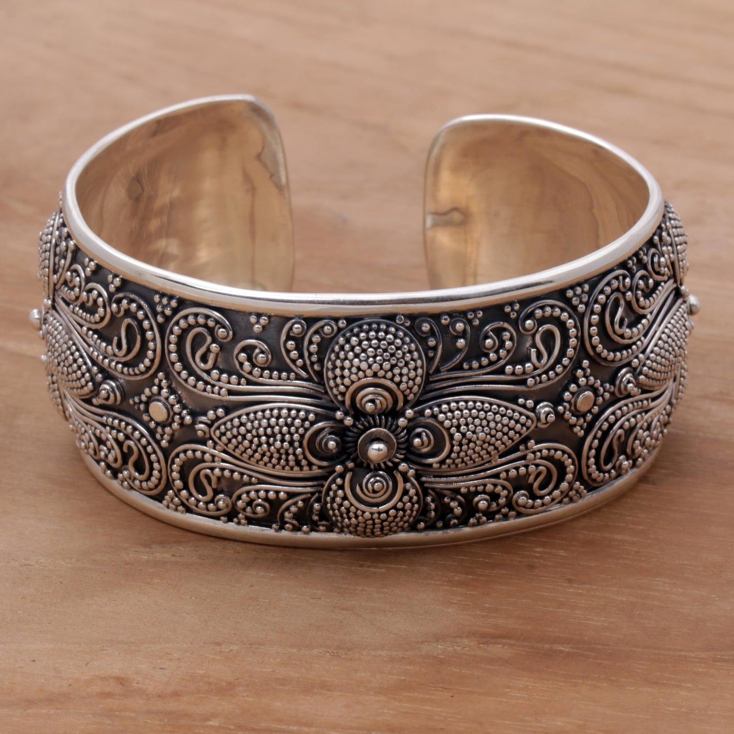 Temple Blooms Sterling Silver Cuff Bracelet