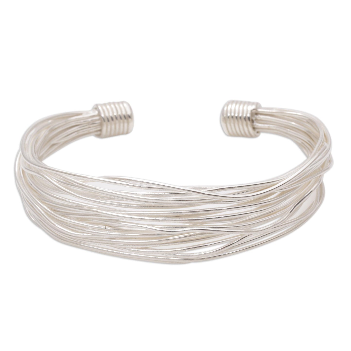 Live Wire Sterling Silver Wrapped Wire Bracelet Handcrafted in Bali