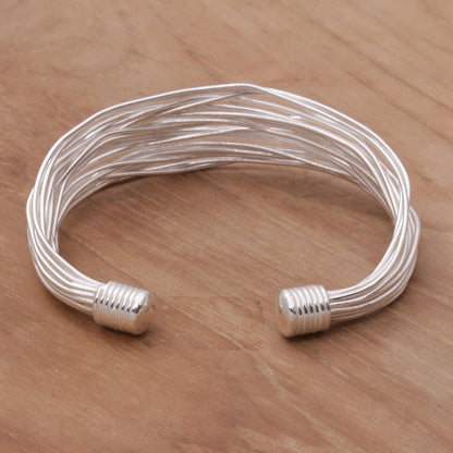 Live Wire Sterling Silver Wrapped Wire Bracelet Handcrafted in Bali