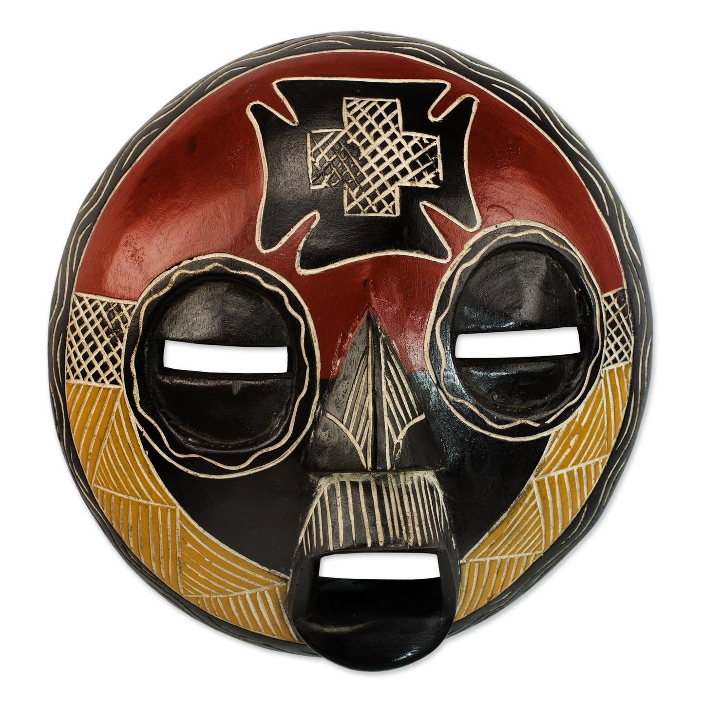 Safely Home Handcrafted African Sese Wood Wall Mask from Ghana