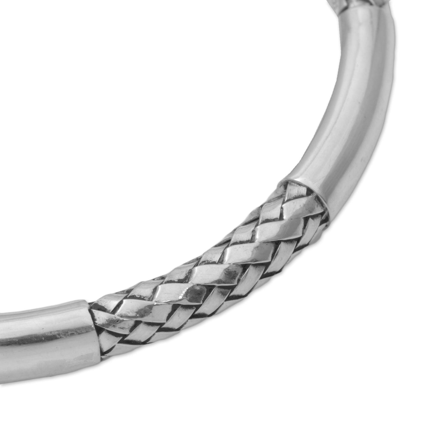 Bali Show Sterling Silver Woven Motif Bangle Bracelet by Bali Artisans