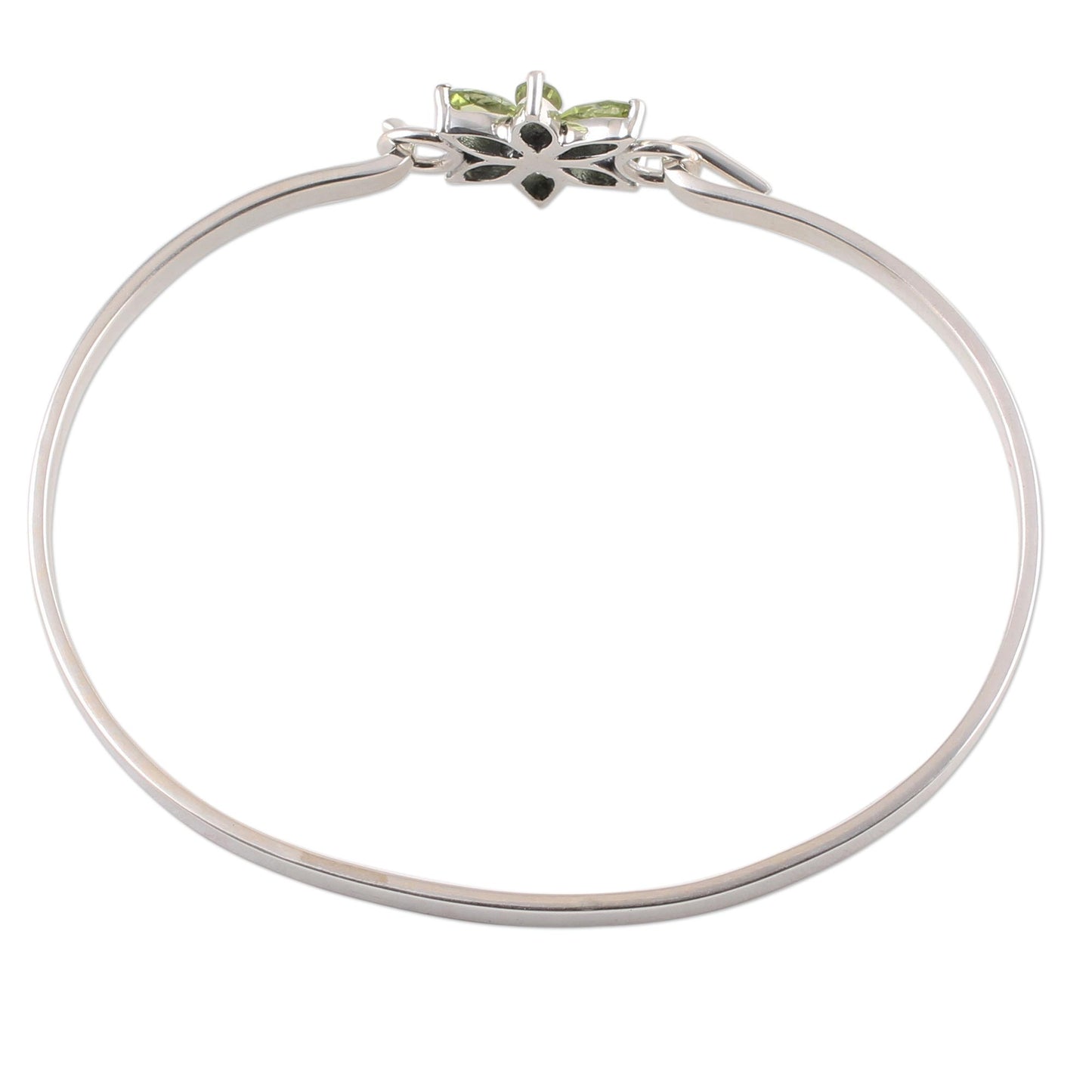 Marquise Flower Peridot and Sterling Silver Floral Bracelet from India