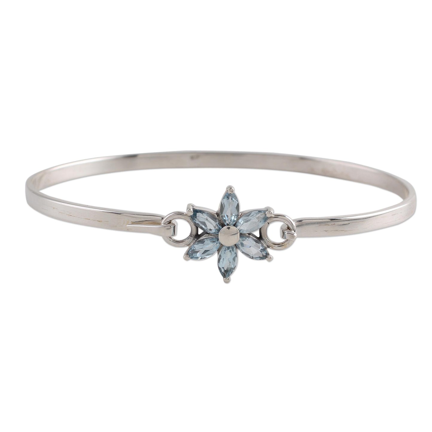 Marquise Flower Blue Topaz Pendant Bracelet