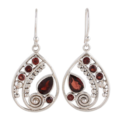 Scarlet Dew Garnet & Silver Dangle Earrings